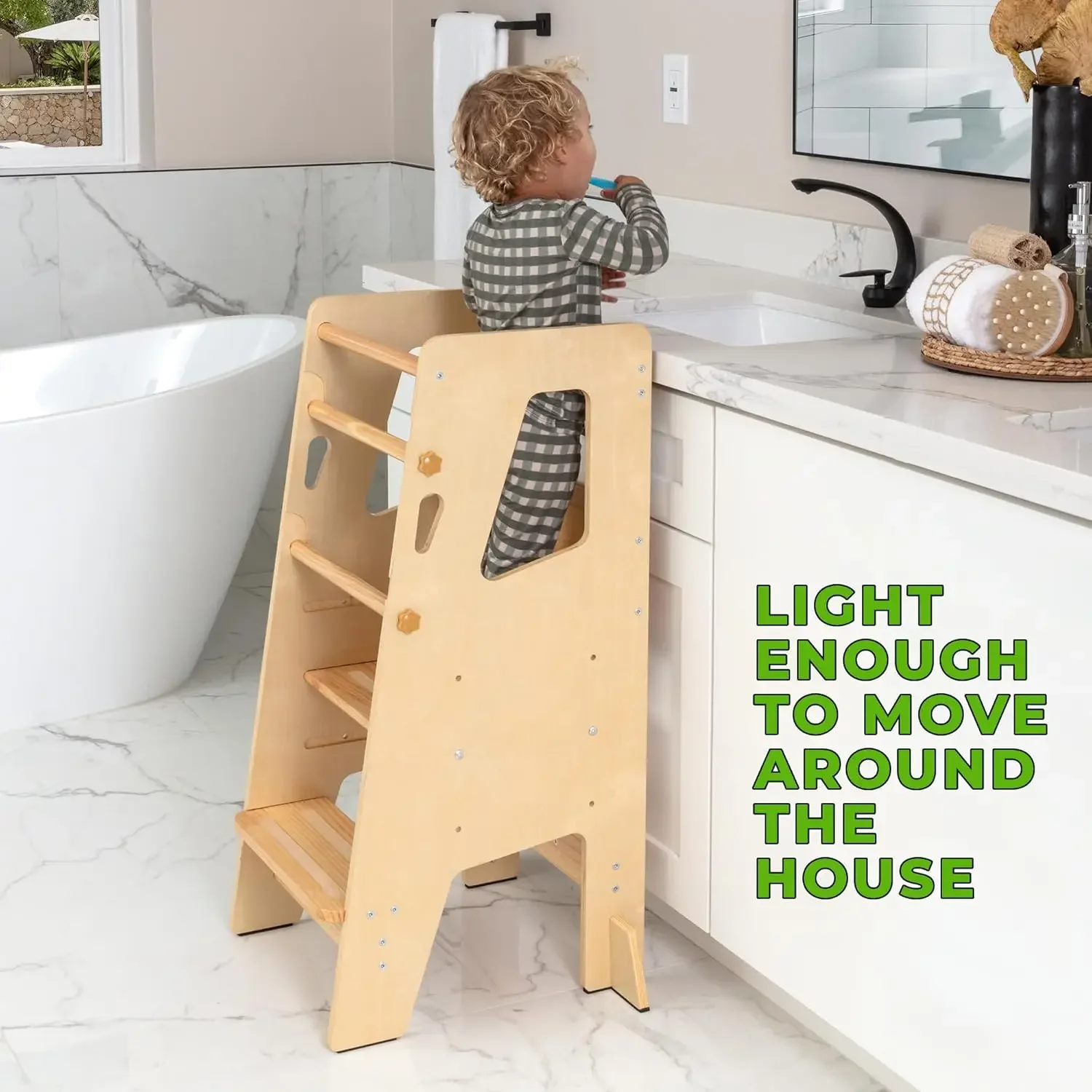 Standing Tower - Adjustable Height Toddler Kitchen Stool Helper - Ideal Kids Kitchen Step Stool for Learning New Skills - 2024 D