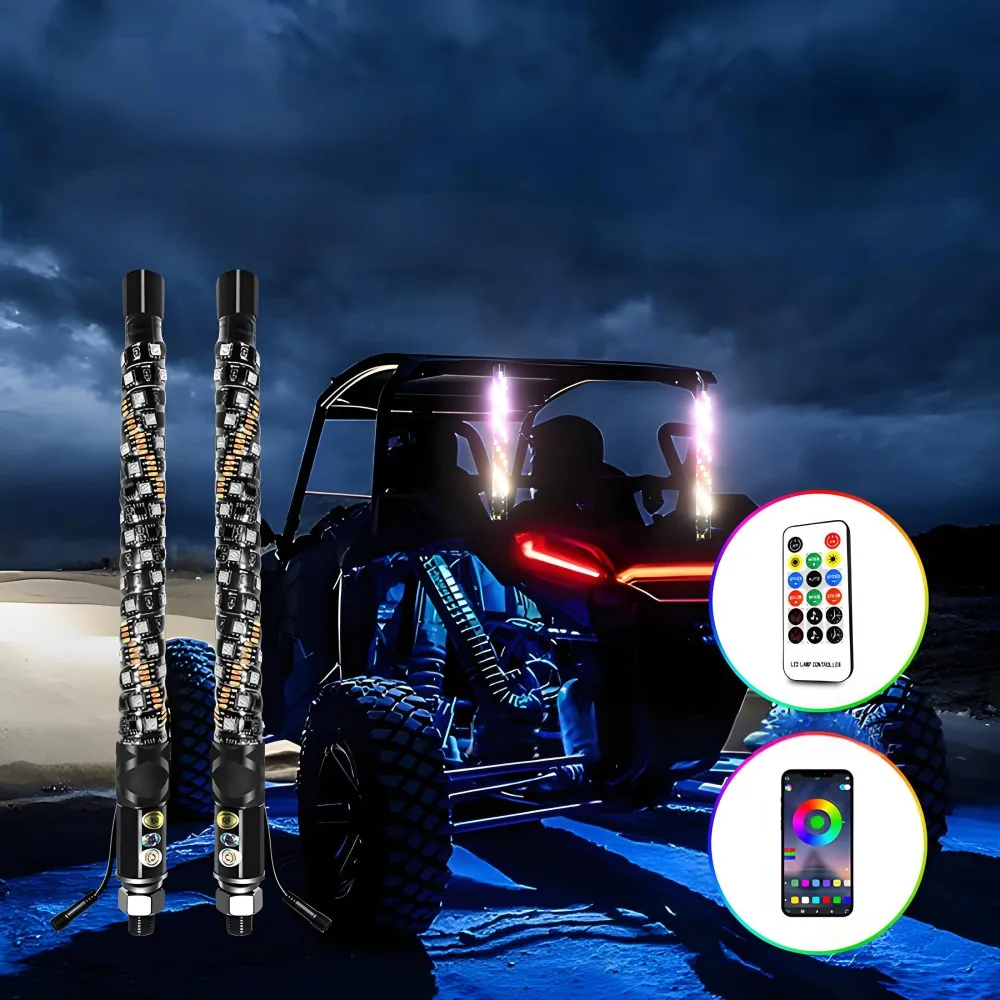 

1 футов/30 см/штыревые светодиодные фонари, красочные флагштоки, спиральная антенна, хлыстки, указатель поворота/тормоза/погрев/реверсный фонарь для UTV ATV Off Road Tr