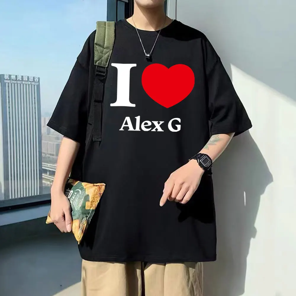 I Love Alex G T-shirt Men Women Fashion Hip Hop T Shirts Men's Vintage Oversized Streetwear Unisex 100% Cotton Tees Short Sleeve