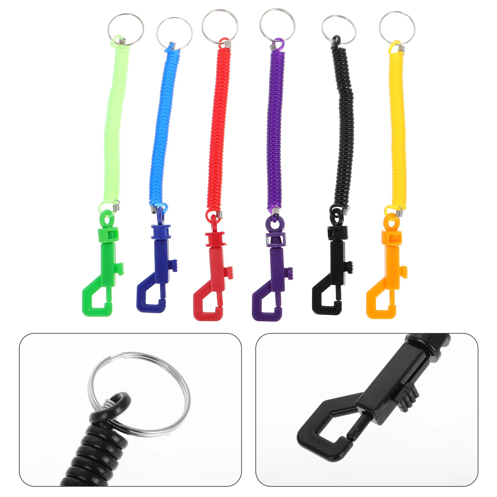 

Spring Key Chain Wrist Band Keychain with Hook Cell Phone Plastic Carabiner Clip Lanyard Elder