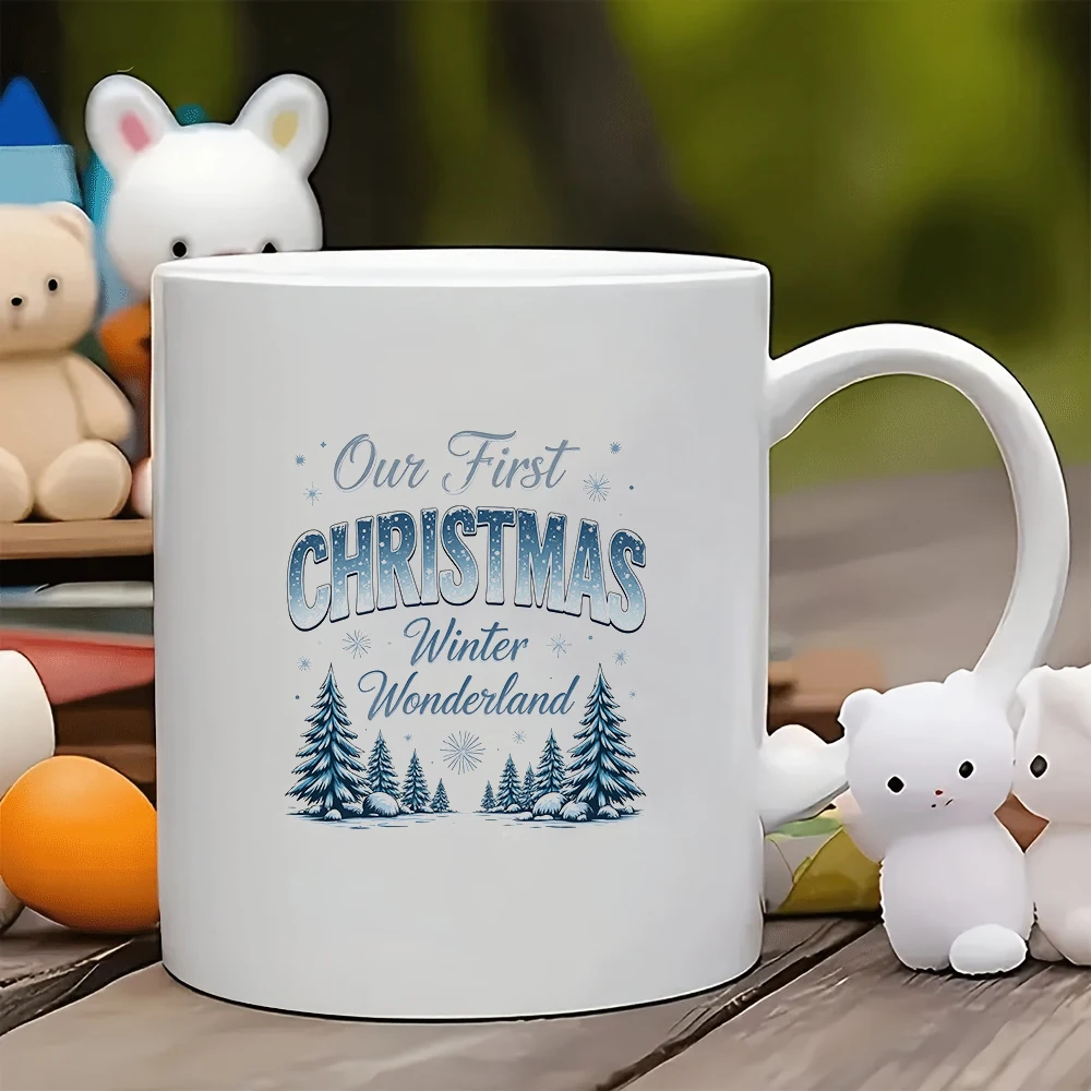 كوب عيد الميلاد سعة 11 أونصة مع تصميم مكتوب بخط اليد لعيد الميلاد المجيد والشتاء على شكل ندفة الثلج للأطفال كوب للمشروبات الباردة الساخنة مثالي للمنزل