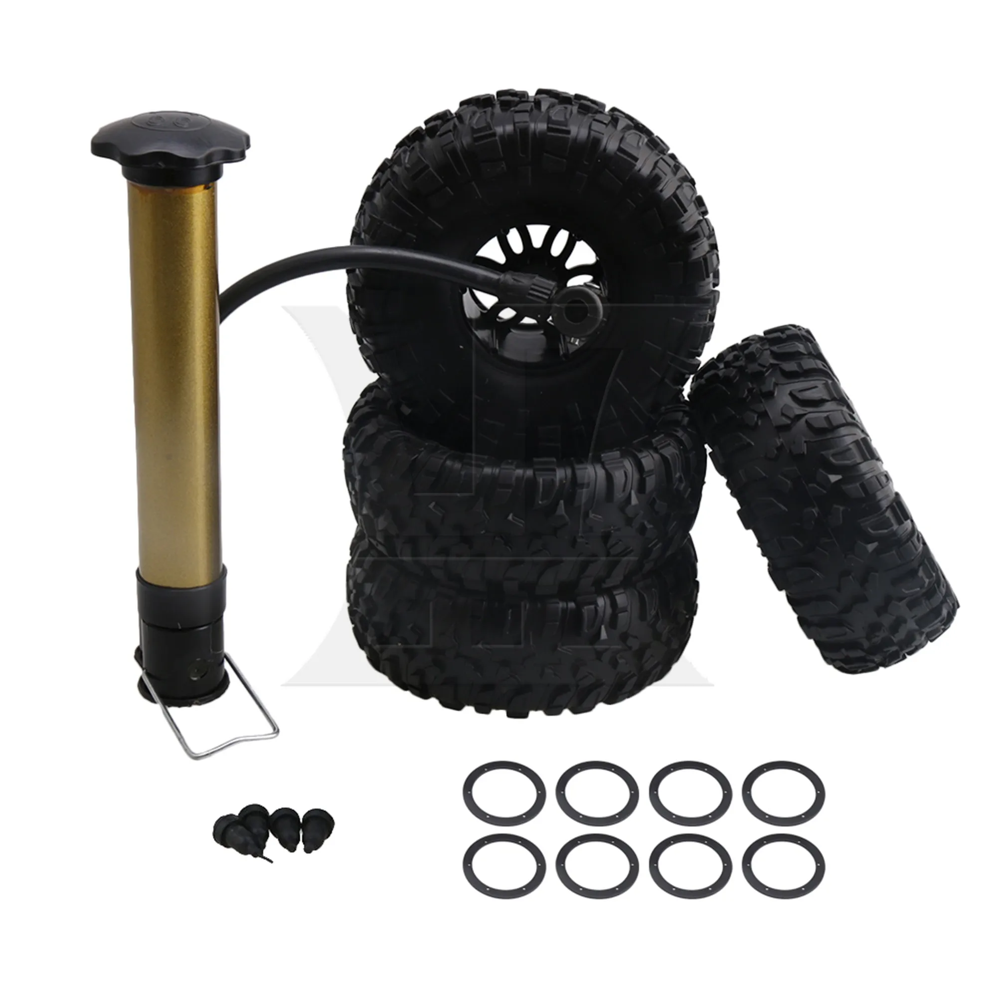 4Pcs 2.2Inch S Pattern RC1:10 Crawler Inflatable Tire W/ Beadlock Wheel