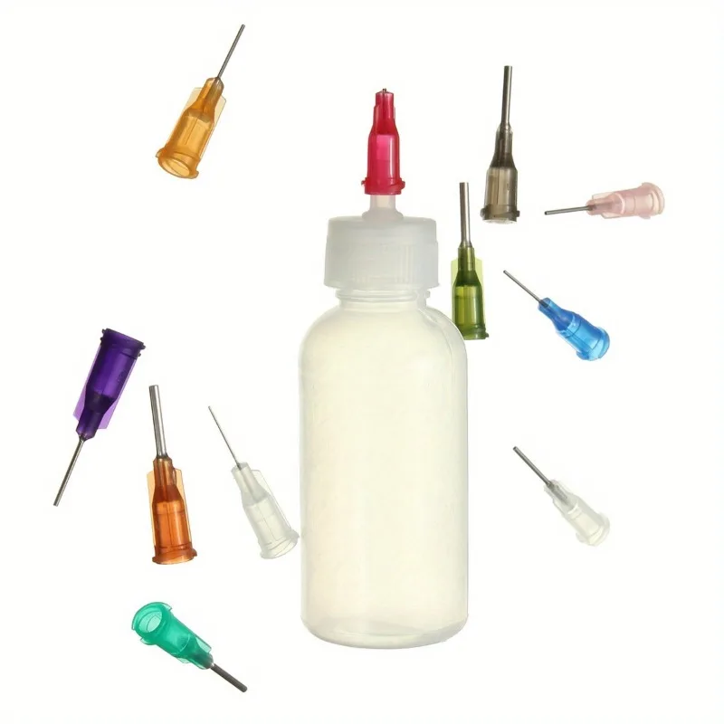 2pcs 30ml/50ml Transparent Polyethylene Needle Dispenser Dispensing Bottle for Rosin Solder Flux Paste + 11 Needles Tools
