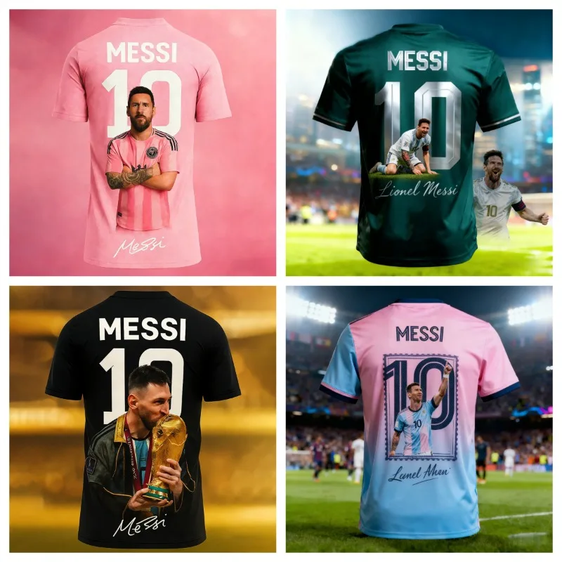 

2026 Месси # 10 модных дышащих футболок для фанатов футбола с 3D-печатью, стильная спортивная одежда для активного отдыха