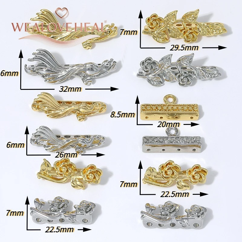 18K vergoldete Messing-Abstandsperlen in Rosenblüten- und Blattform, Mehrfachloch-Verbinder, DIY-Schmuckzubehör für die Herstellung von Perlenarmbändern und Halsketten – Detail 16
