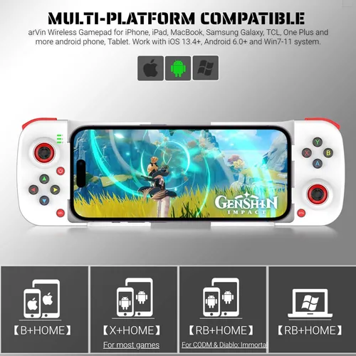 Imagen 2 del producto Controlador de juego móvil D3 BSP-D3 Gamepad telescópico inalámbrico para Android/iOS/Hongmeng controladores de juegos extensibles Joystick