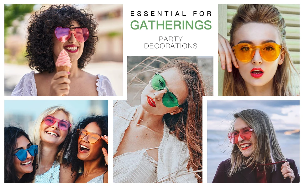 10–120 Stück Party-Herz-Sonnenbrille, Hochzeits-Sonnenbrille für Gäste, Junggesellenabschied, randlose bunte Sonnenbrille, Geburtstags-Foto-Requisiten – Detail 5