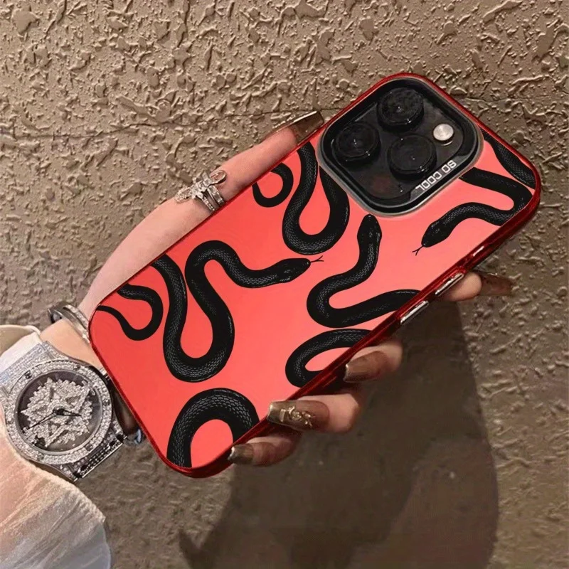 

Чехол для мобильного телефона со змеиным принтом, подходит для iPhone 16, 15, 14, 13, 12, 11 Pro/Max/Plus, противоударный задний чехол с защитой от отпечатков пальцев