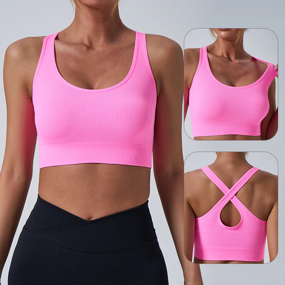 Seamless Cross Beauty Back Sports Underwear Female  Women  Running Sports Top Quick-Drying Breathable Fitness Yoga Sportbra