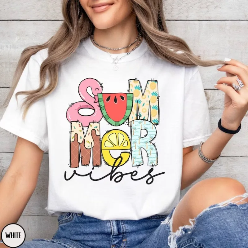 Letter Print T-Shirt for Women Retro Funny Banana Print Tee Trendy Y2K Casual Short Sleeve Summer Streetwear Hip Hop Shirt