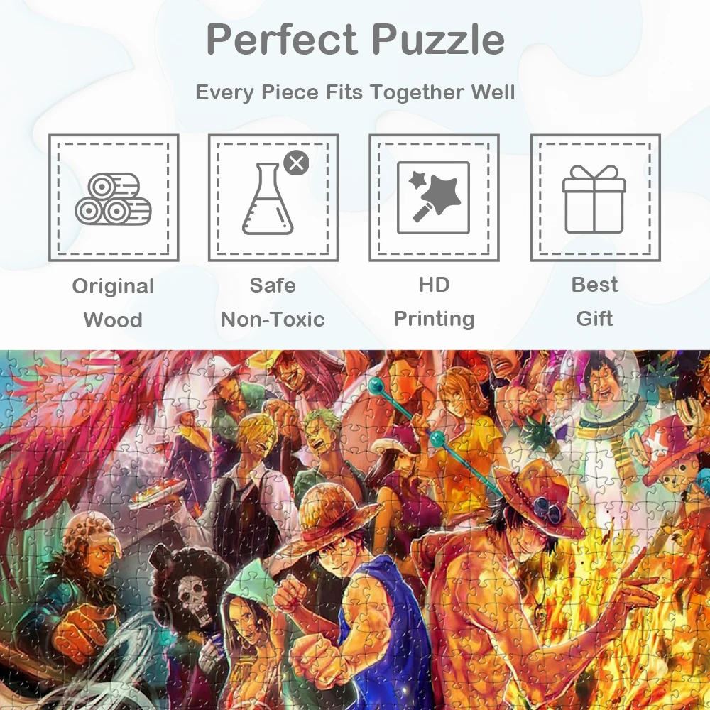 One Piece Chibi Monkey D. Luffy Jigsaw Puzzles Celebrate the Pirate Age Games and Puzzles Cute Cartoon Educational Toys for Kids