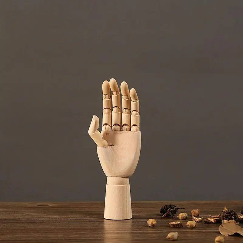 Wooden Hand Model Wood Art Mannequin Model Hand Drawing Moveable Wooden Women Mannequin Hand Artist Model For Table Display