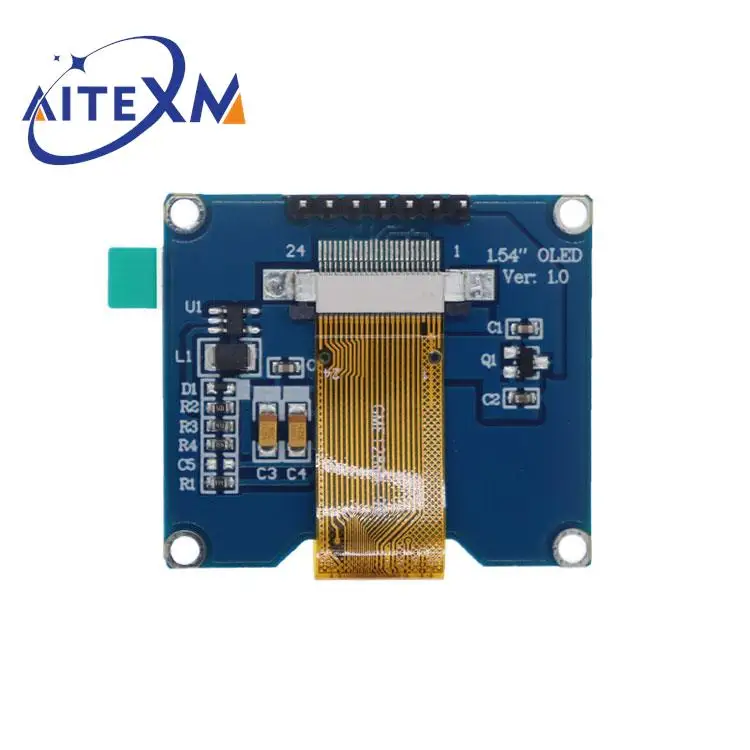 Produktbild von Fasizi 1,54 Zoll OLED Display Modul – 128x64 Pixel, SPI/I2C, 3,3-5 V, Blaue Schrift, SSD1309 – Für Arduino & DIY-Projekte