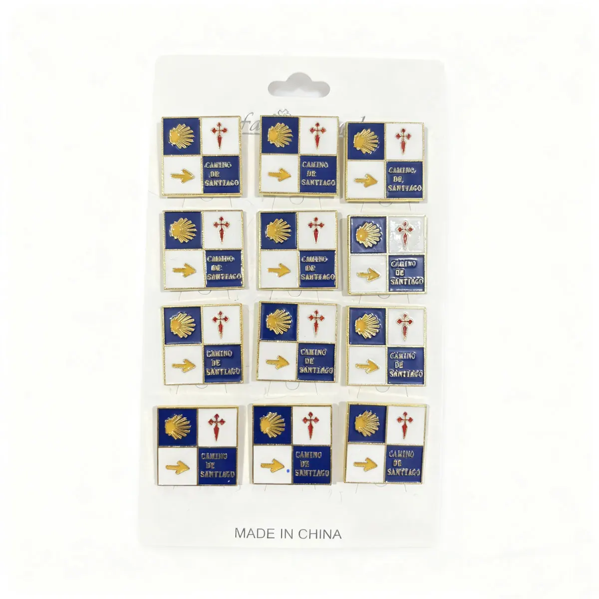 مجموعة مكونة من 12 قطعة من دبابيس سانتياغو الملونة والأسكالوب المتقاطعة وإكسسوارات فساتين الكنيسة والشارات #5