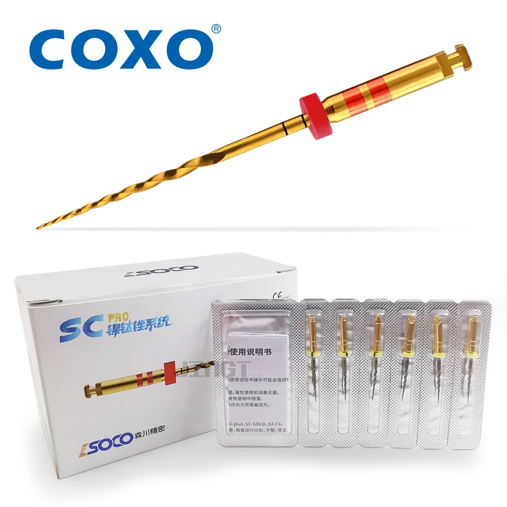 

COXO SOCO PRO Dental Root Canal File Heat-Activated Rotary Nitinol Tooth Pulp Files Thermally Activated Nickel-Titanium 6Pcs/Box