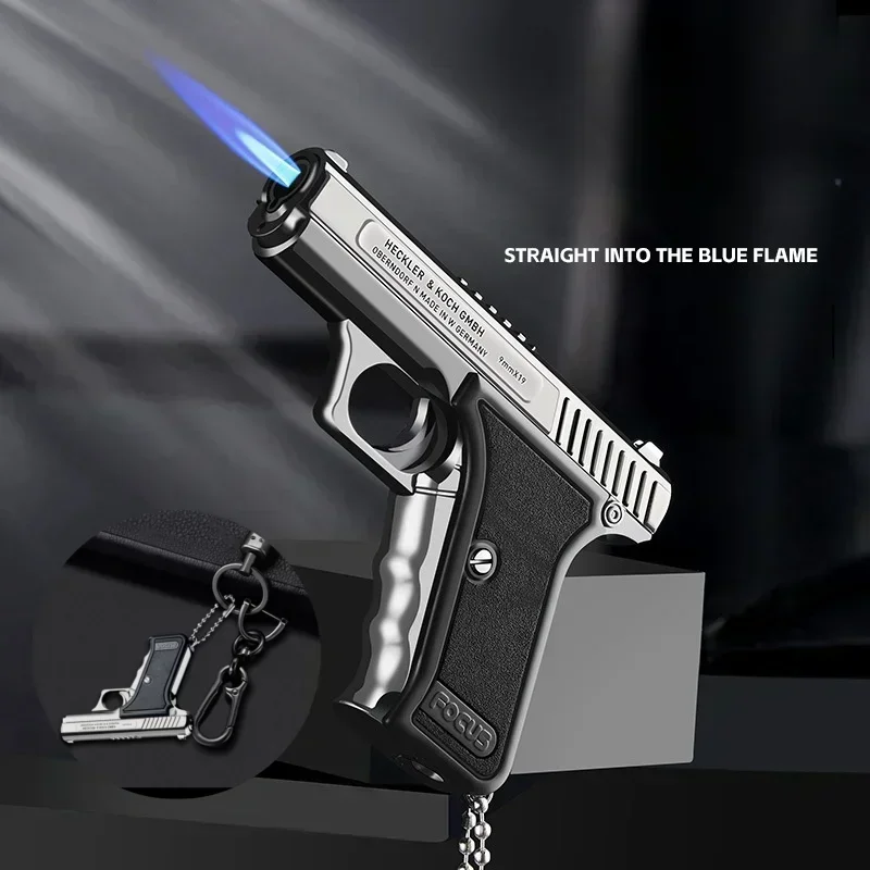 FOCUS Portable Metal Windproof Pendant Lighter Outdoor Spray Torch Inflatable Lighter Cigarette Accessories Men's Gift