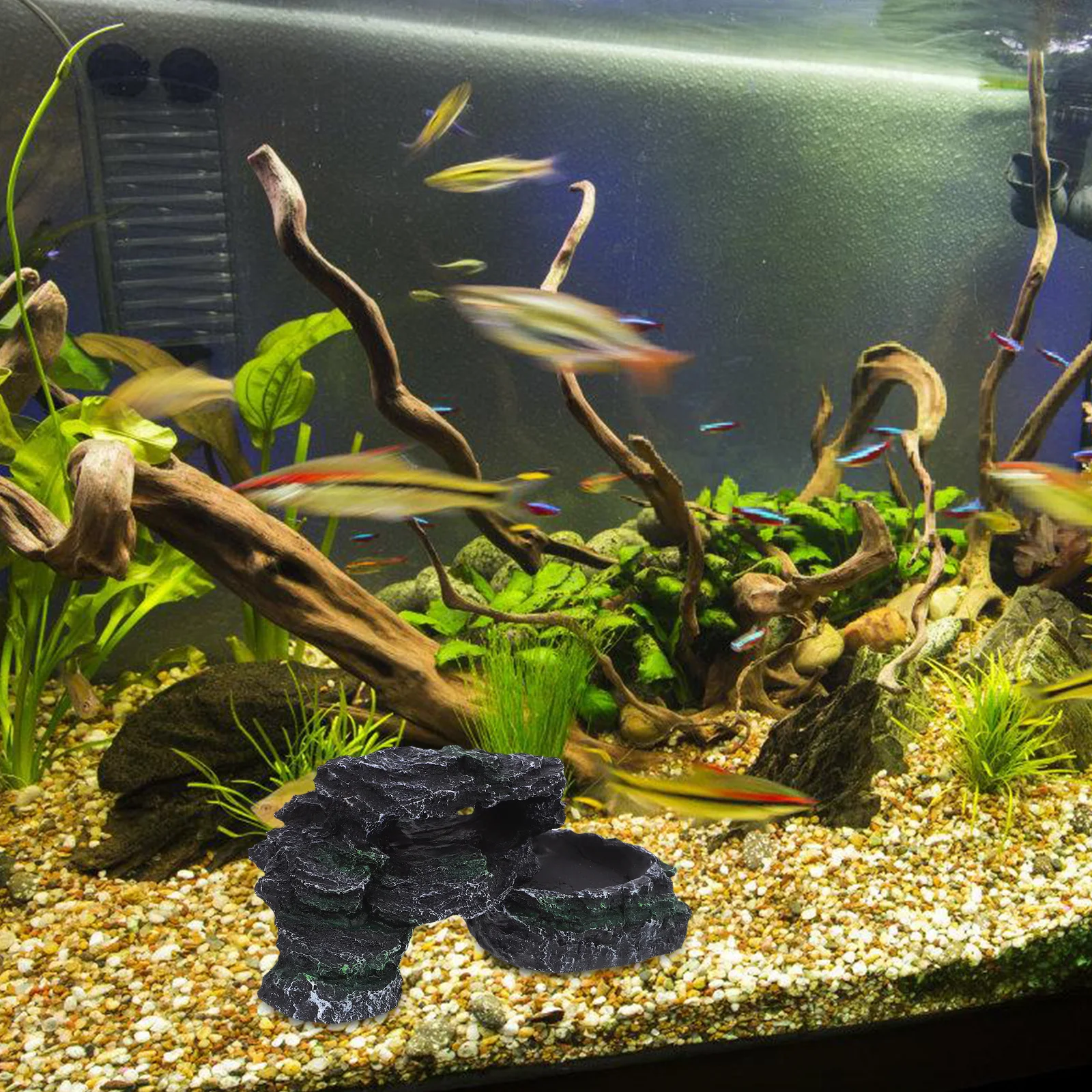 

Fish Tank Resin Ornament Aquarium Platform Basking Aquatic Turtles Fake Mountain Rock Plants