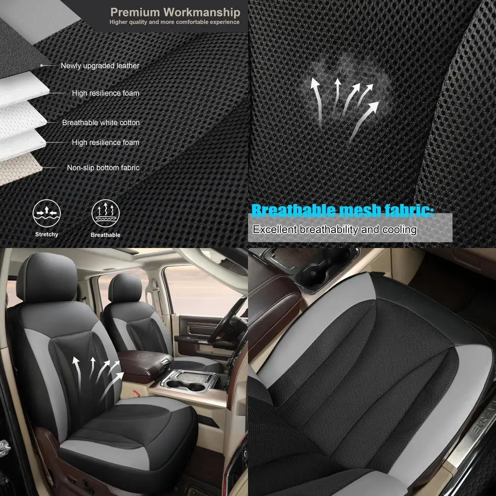 

2-Pack Front 3D Air Mesh Car Seat Covers Custom Fit Dodge Ram 1500 2500 3500 Trucks Seat Protectors with Composite Sponge Inside