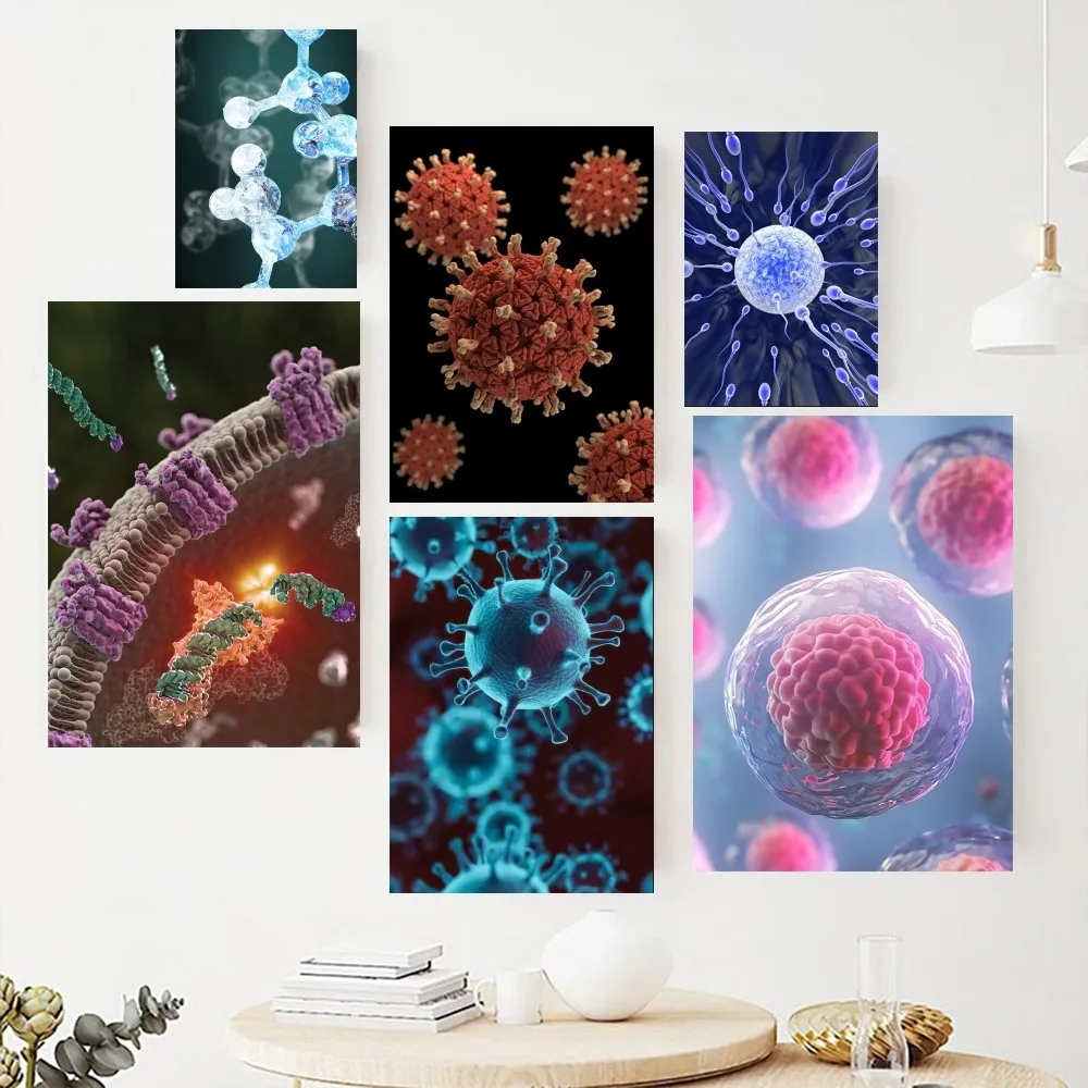 Fashion Biology Chemistry cell Poster Paintings on The Wall Picture for Living Room Interior Painting Room Decoration