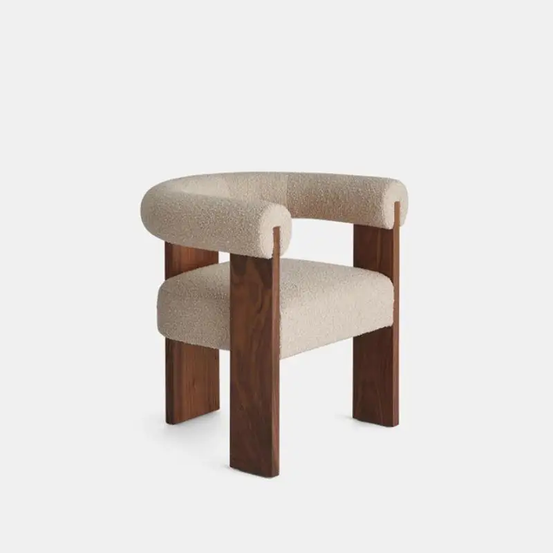Nordic solid wood leisure chair, simple creative back chair, French wabi-sabi