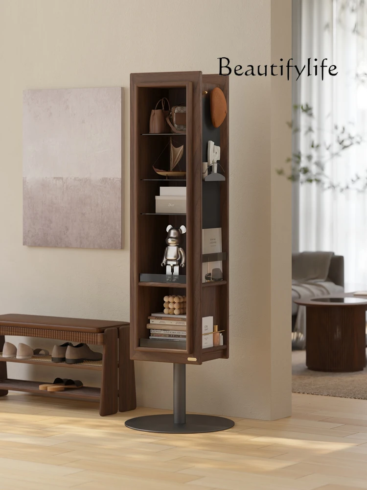 

Modern Minimalist Solid Wood Rotary Mirror Cabinet Magazine Rack Bedroom Floor Type Serviceable Chest Dressing Mirror