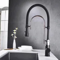 Black Kitchen Faucets Brass Gold Pull Down Sink Pull Out Faucet Spring Spout Mixers Tap Hot Cold Water Crane