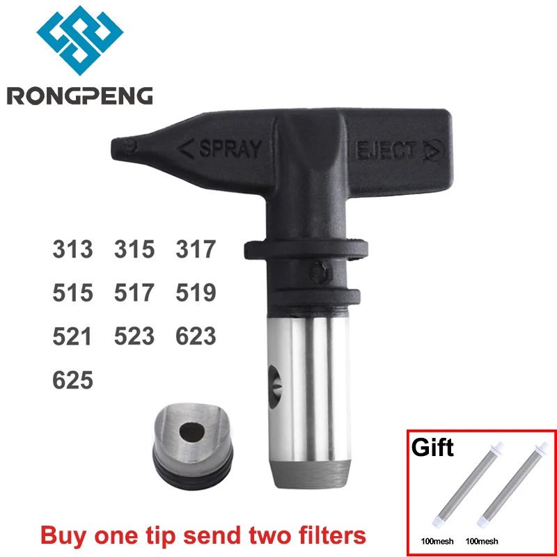 RONGPENG Reversible Airless Spray Gun Tip Nozzle 313,315,317,515,517,519,521,523,623,625 Switch Tip Spray Gun Accessories