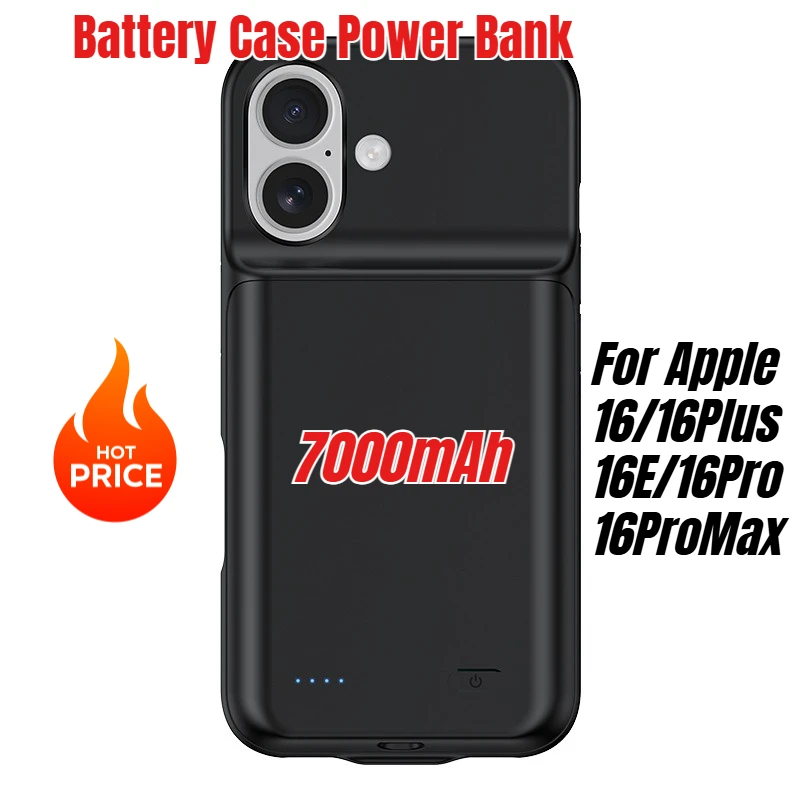 

7000mAh 2025 New Portable Battery Charger Case for Apple 16/16Plus/16E/16Pro/16ProMax Battery Case Power Bank