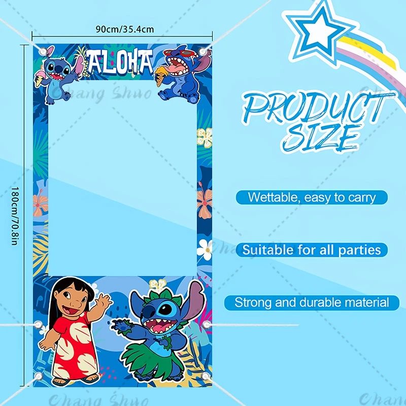 Disney Lilo & Stitch Photo Booth Frame Props Kids Birthday Party Decoration Shooting Backdrop Props Baby Shower Photo Banner