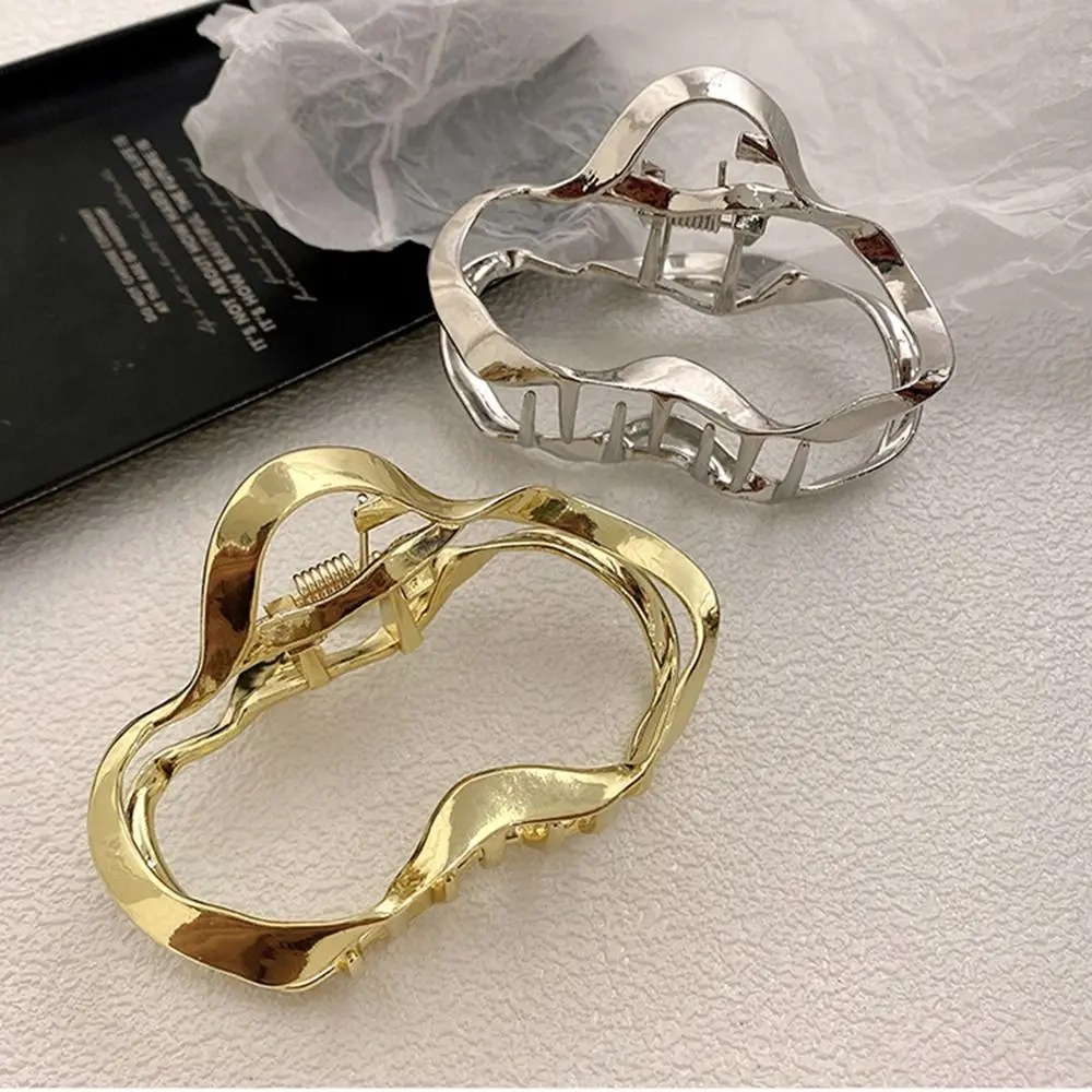 Back of Head Fashion Silver Gold Bow Strong Hold Irregular Hairpins Metal Hairpin Hair Clamps Hair Claw Clip