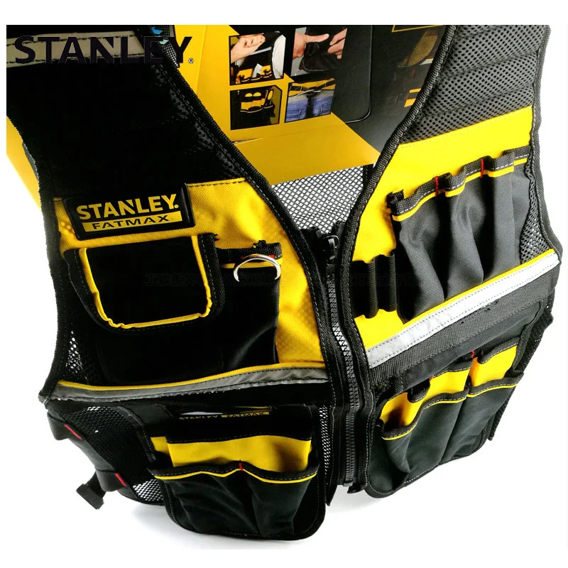 Stanley Fatmax FMST530201 Multi Pocket Tool Vest Holder Reflective Safety Strip Adjustable Strap Workwear Storage vest for tools