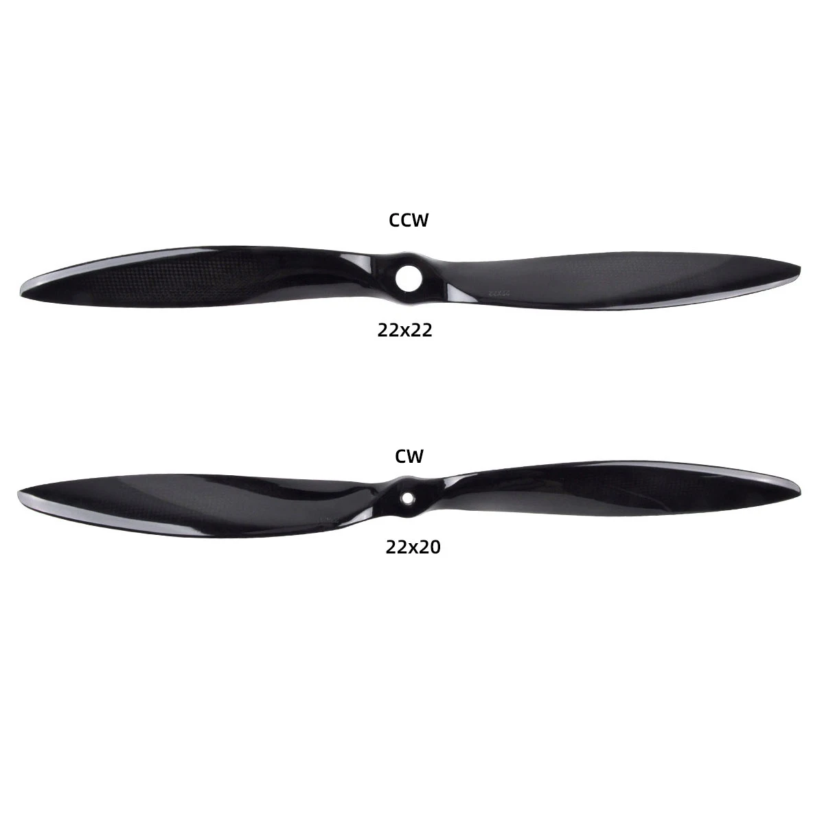 1 Pair 20 * 20 & 22 * 22 Carbon Fiber 2 Blade Propeller CW CCW for F3A RC Model