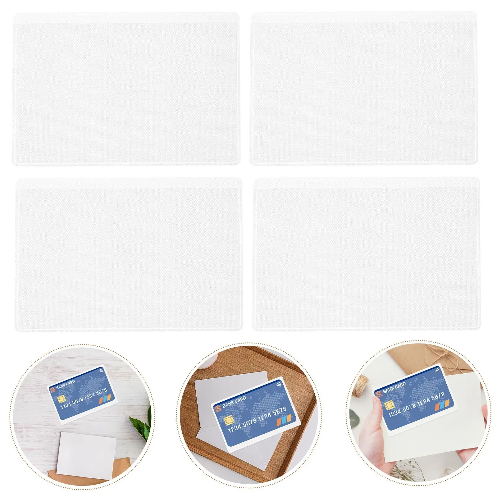 50 Pcs Business Card Protection Case Credit Sleeves Badge Antimagnetic PVC Clear Semitransparent Multifunctional