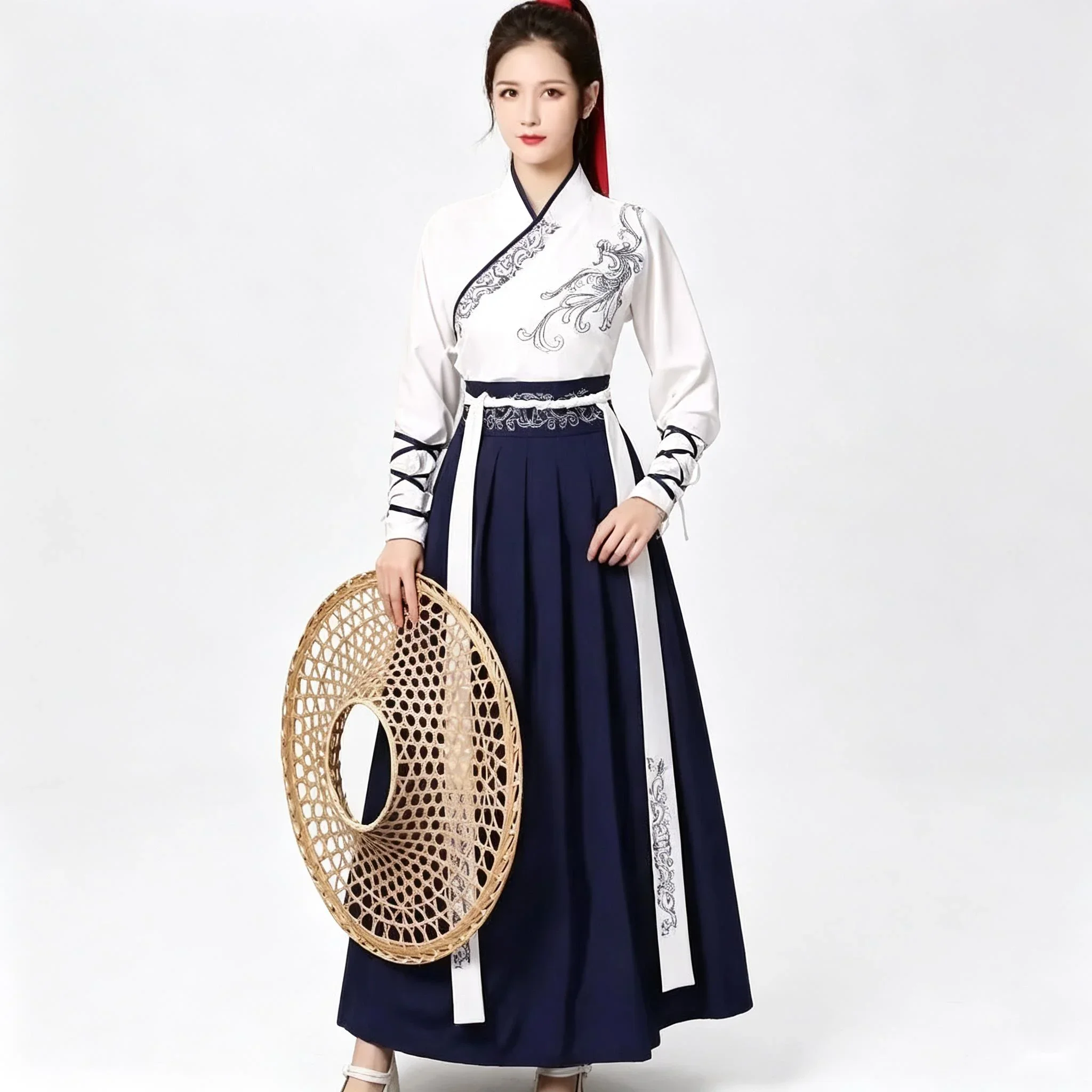 New Chinese Traditional Martial Arts Costume 2-Piece Embroidered Cosplay Role Play Outfit Hanfu Suit