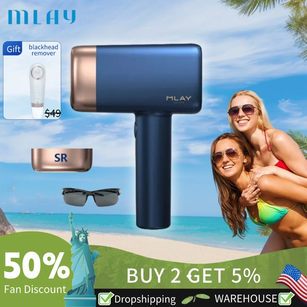 

MLAY T14 IPL Laser Hair Remover 500000 Times Prompt SR+HR Light Cool Painless Hair Removal Pulse Home Laser Lcd Display