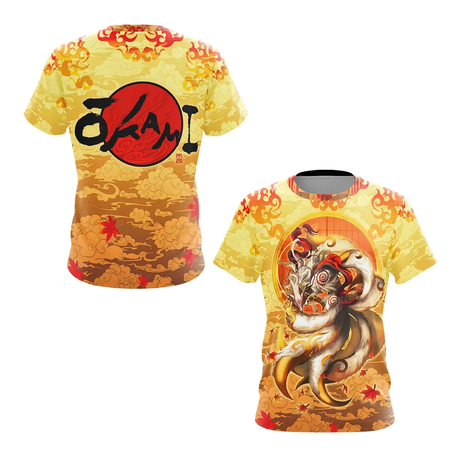 Okami Fox-T-shirt imprimé en 3D pour hommes et femmes, haut à manches courtes, col rond, dessin animé, loisirs, haute qualité, été, 2024