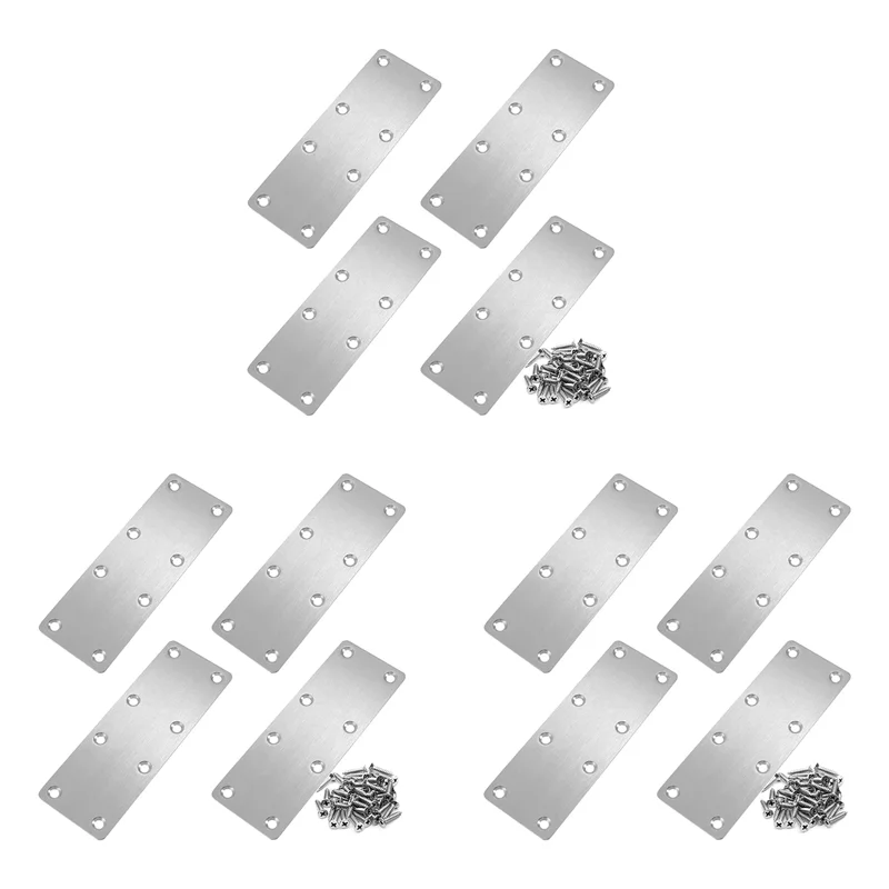 

AB41-12 PCS Straight Bracket Flat Mending Plate Stainless Steel Brace With Screws For Furniture Wooden Door Wood