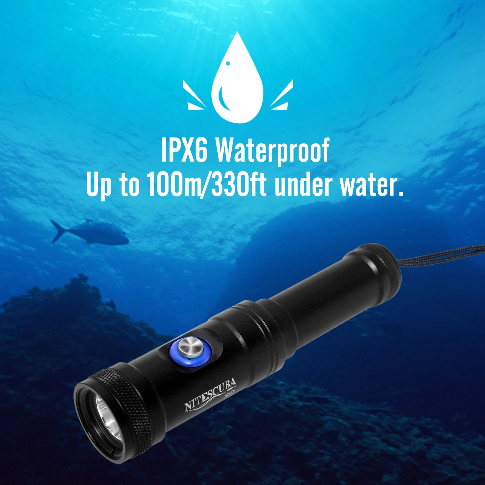 Nitescuba S12 diving searchlight IPX8 Waterproof grade for nighttime outdoor underwater exploration hole supplementary lighting