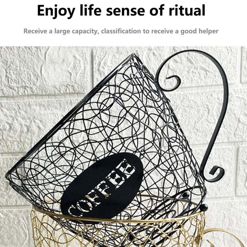 Coffee Capsule Universal Storage Basket for Home Cafe Hotel Golden