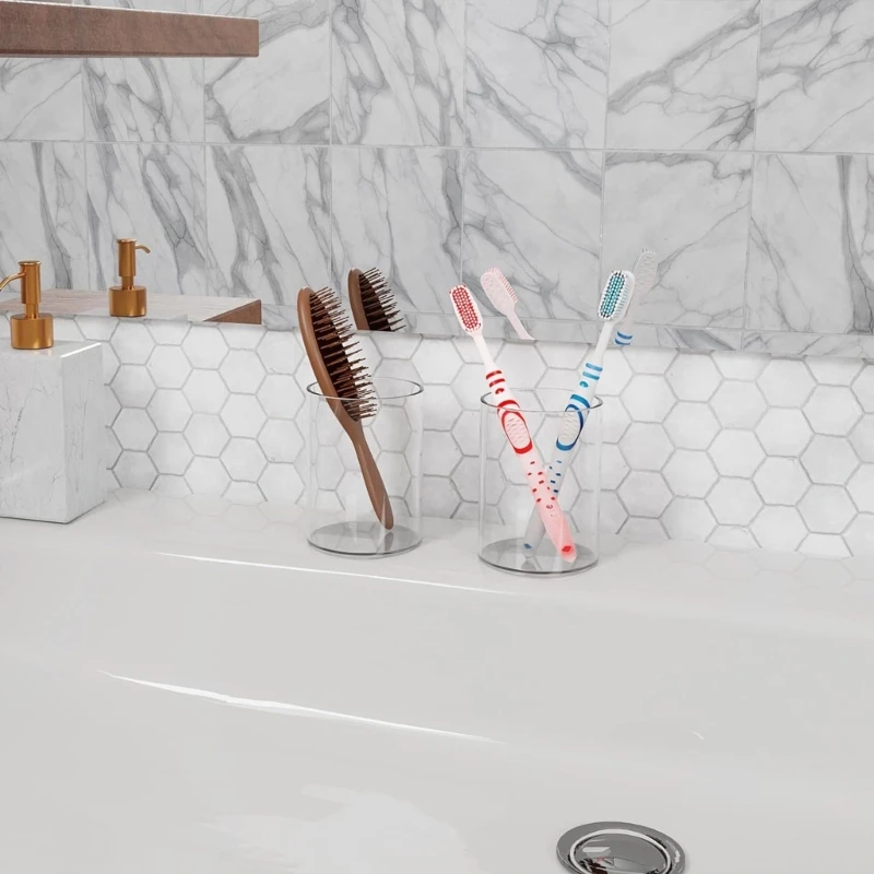 حامل أقلام أكريليك مستدير، كوب قلم رصاص من الأكريليك الشفاف، منظم مكتبي موفر للمساحة لملحقات تخزين مكتب المكتب