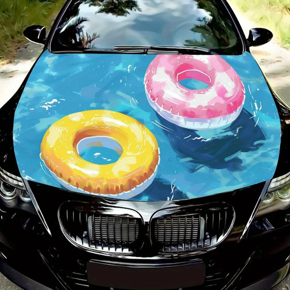 Easy-to-install inflatable swim rings pattern Car hood film, stickers - car vinyl wraps, bubble-free design, Waterproof, easy se