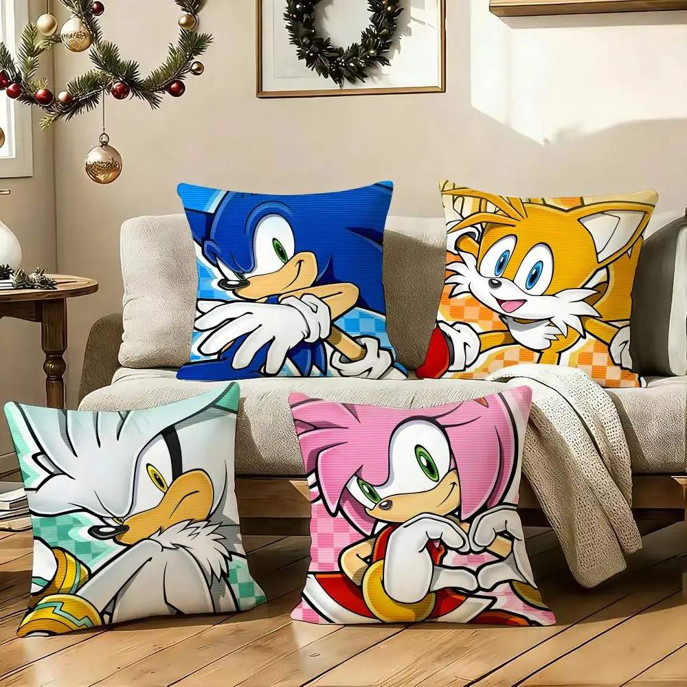 S-Sonic Game Cushion Cover Soft Plush Sofa Cushion Cover｜Double-Sided Printed Decorative Pillow Case｜Warm Home Gift - view 2