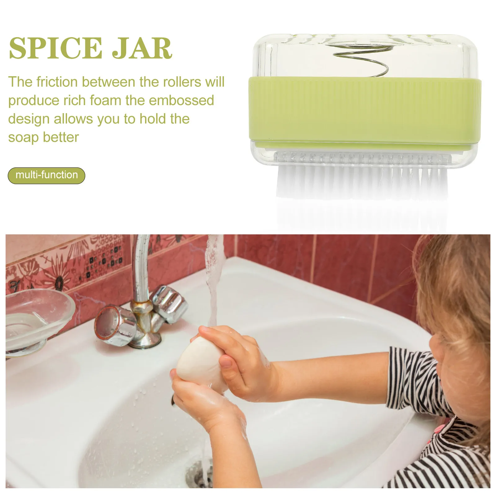 Multi-Functional Foaming Soap Box with Brush Roller Hands-Free Lather Generator Sturdy Soap Holder Locking Mechanism Easy Clean