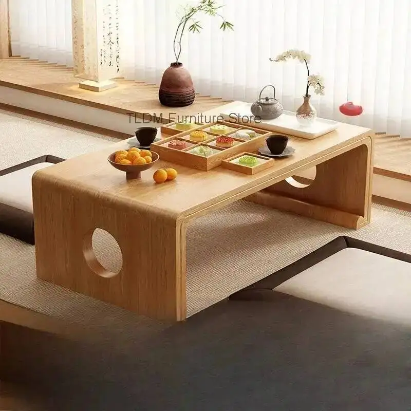 Cutout for Japanese Low Wabi-Sabi with Style Design Wood Center Table Coffee Table Tatami Living Room Tea Room Home Furniture
