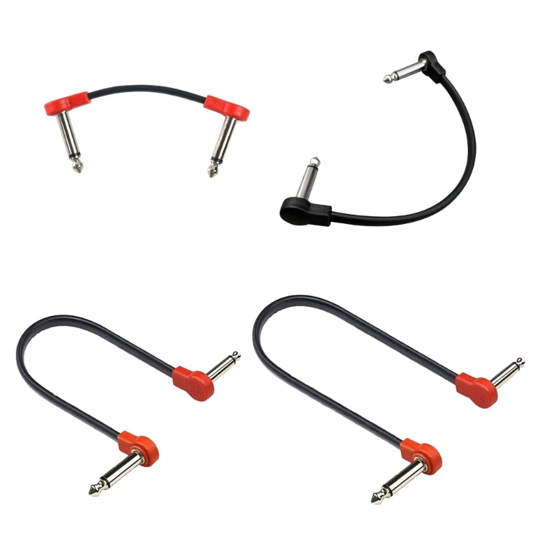 Kabel Patch Gitar Kualitas Kebisingan Rendah Kabel Pedal Efek 6.35Mm Sudut Kanan DropShipping