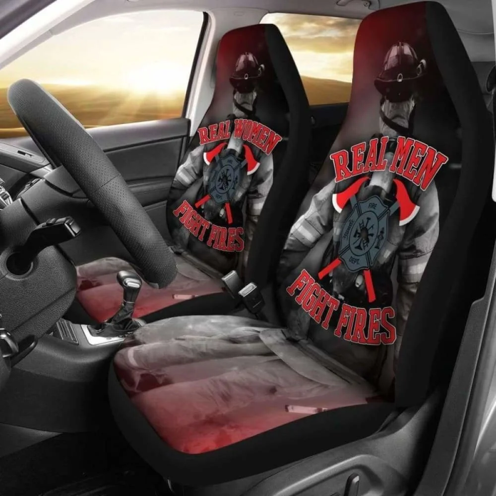 

Real Firefighters Car Seat Covers Firefighter Bestseller 101211,Pack of 2 Universal Front Seat Protective Cover