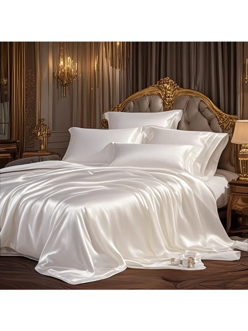 Zijde 100% Mengen Natuurlijke Moerbei Zijde Beddengoed Set High End Satijn Glad Dekbedovertrek Set Dubbele Kingsize Queen Size Lakenset - afbeelding 2
