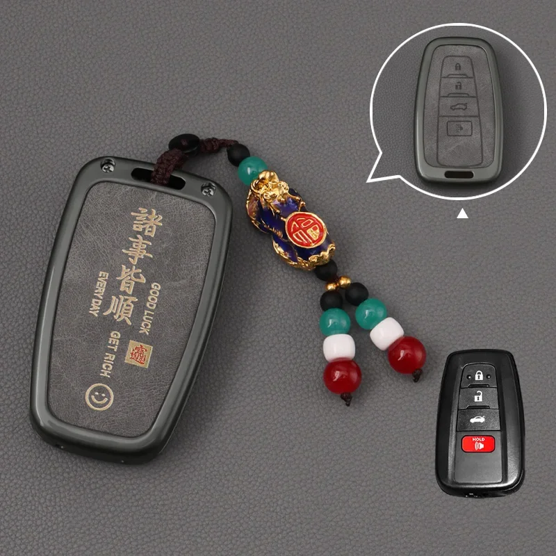 

Car Remote Key Case Cover For Toyota Prius Camry Corolla CHR C-HR RAV4 Land Cruiser Prado 4 Buttons Leather Fob Accessories