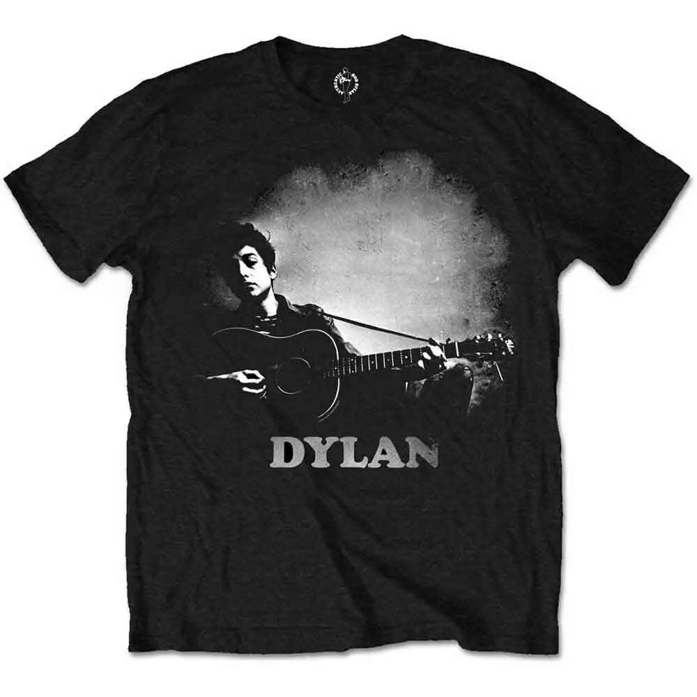 Bob Dylan T-Shirt Guitar Band Official New Black