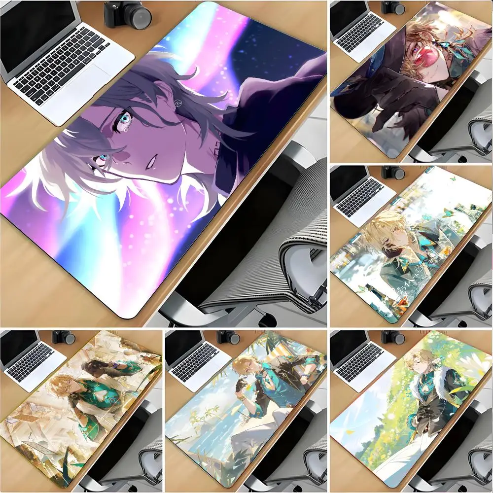 A-Aventurine Honkai Star Rail Mouse Pad Large Mouse Pad Desk Mat Non‑Slip Gaming Board Game Mat with Stitched Edges